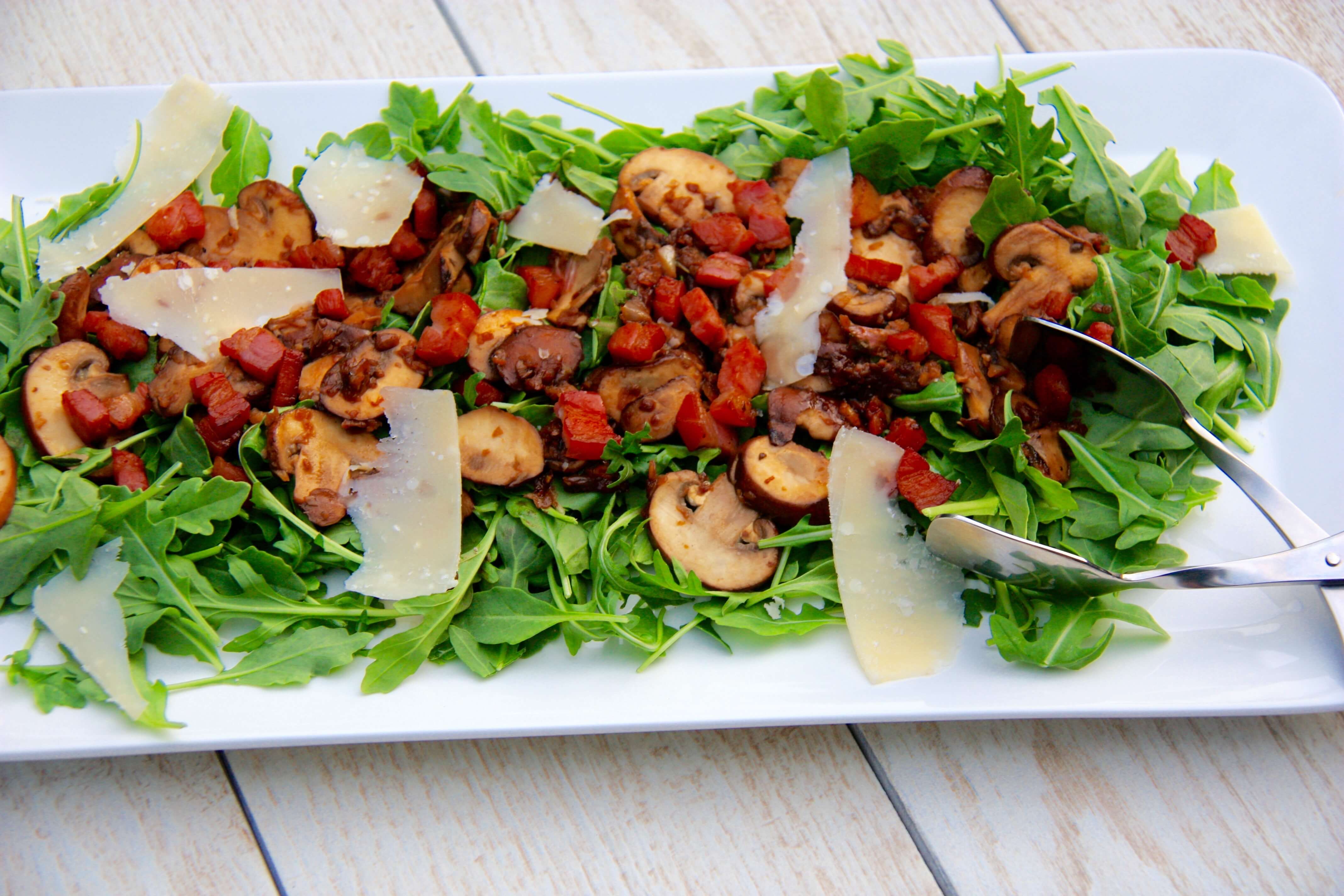 Swiss salad mushrooms and bacon