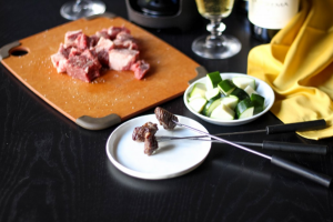 Fondue - a traditional Swiss dish, suitable for summer days