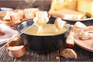 Fondue - a traditional Swiss dish, suitable for summer days